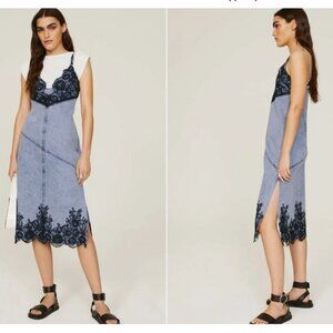3.1 Phillip Lim Denim Lace Slip Dress Sleeveless Y2K
